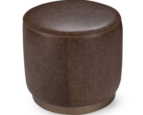 Classic Home Clair Leather Round End Table Cocoa Brown - Image 2