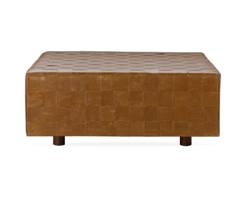 Classic Home Bridgitte Leather Square Ottoman Autum Maple - Image 2