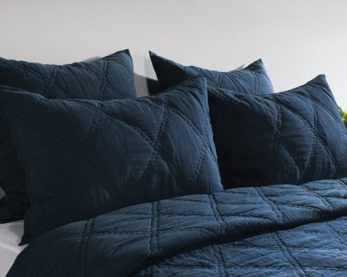 Classic Home Caleb Hand Stitched King Quilt Midnight Blue - Image 3