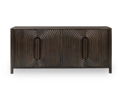 Classic Home Colson Mango Wood 4 Door Cabinet Dark Brown - Image 2