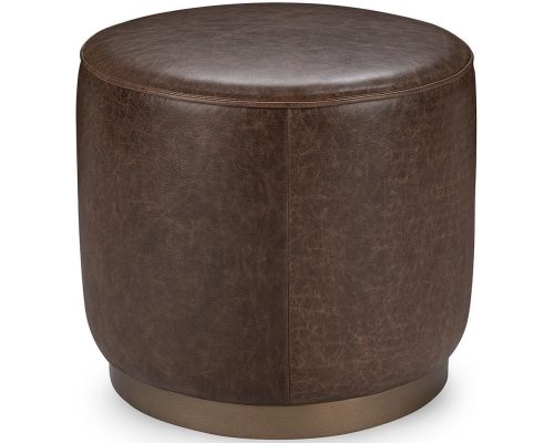 Classic Home Clair Leather Round End Table Cocoa Brown
