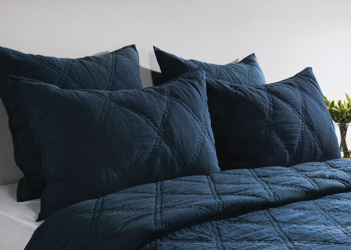Classic Home Caleb Hand Stitched King Quilt Midnight Blue - Image 17