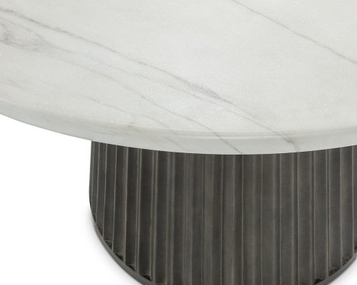 Classic Home Caspia 47" Outdoor Round Dining Table Snowdrift White / Black - Image 4