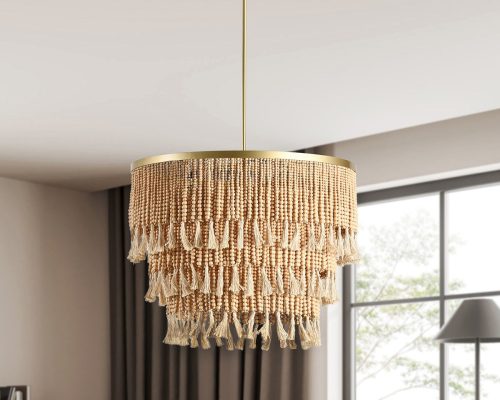 Classic Home Brittany Beaded Round Chandelier Natural - Image 6