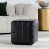 Classic Home Carlo Leather Square Ottoman Midnight Raven
