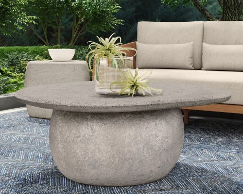 Classic Home Britney Outdoor Round Coffee Table Light Gray - Image 7