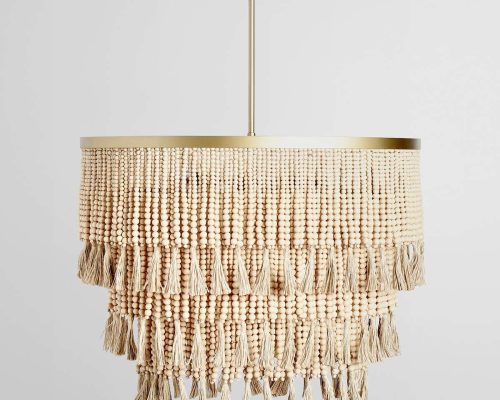 Classic Home Brittany Beaded Round Chandelier Natural