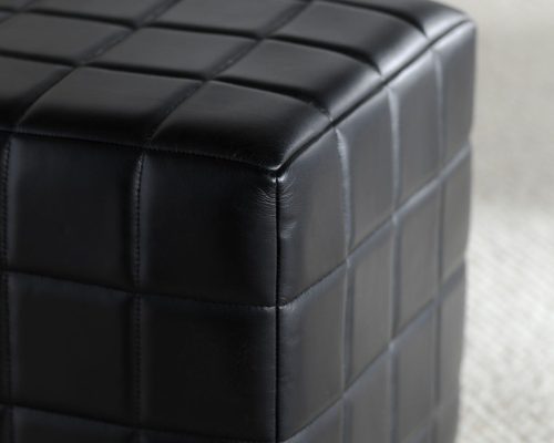 Classic Home Carlo Leather Square Ottoman Midnight Raven - Image 5