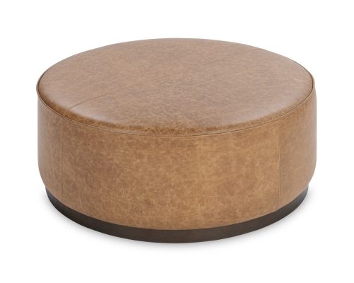 Classic Home Clair 40" Round Ottoman Chestnut - Image 2