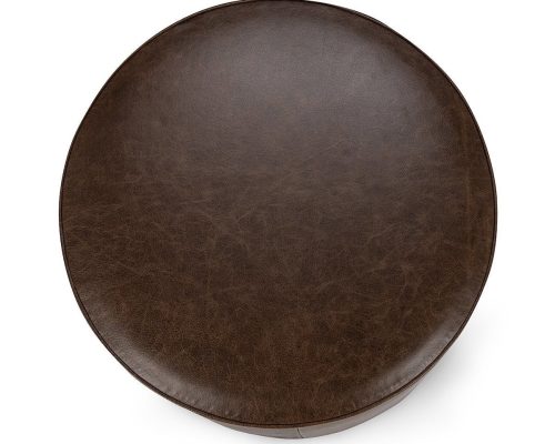 Classic Home Clair Leather Round End Table Cocoa Brown - Image 3