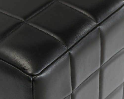 Classic Home Carlo Leather Square Ottoman Midnight Raven - Image 4