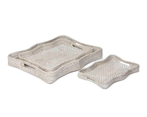 Park Hill Sanibel Scalloped Trays, Whitewashed, Set of 3 - Image 3