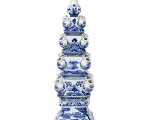 Park Hill Imperial Ceramic Chinoiserie Tulip Vase, Blue and White - Image 3