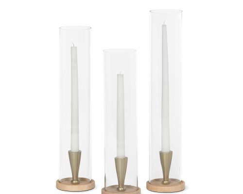 Alternative view of Park Hill Harrison Candle Holder, Travertine, Set of 3
