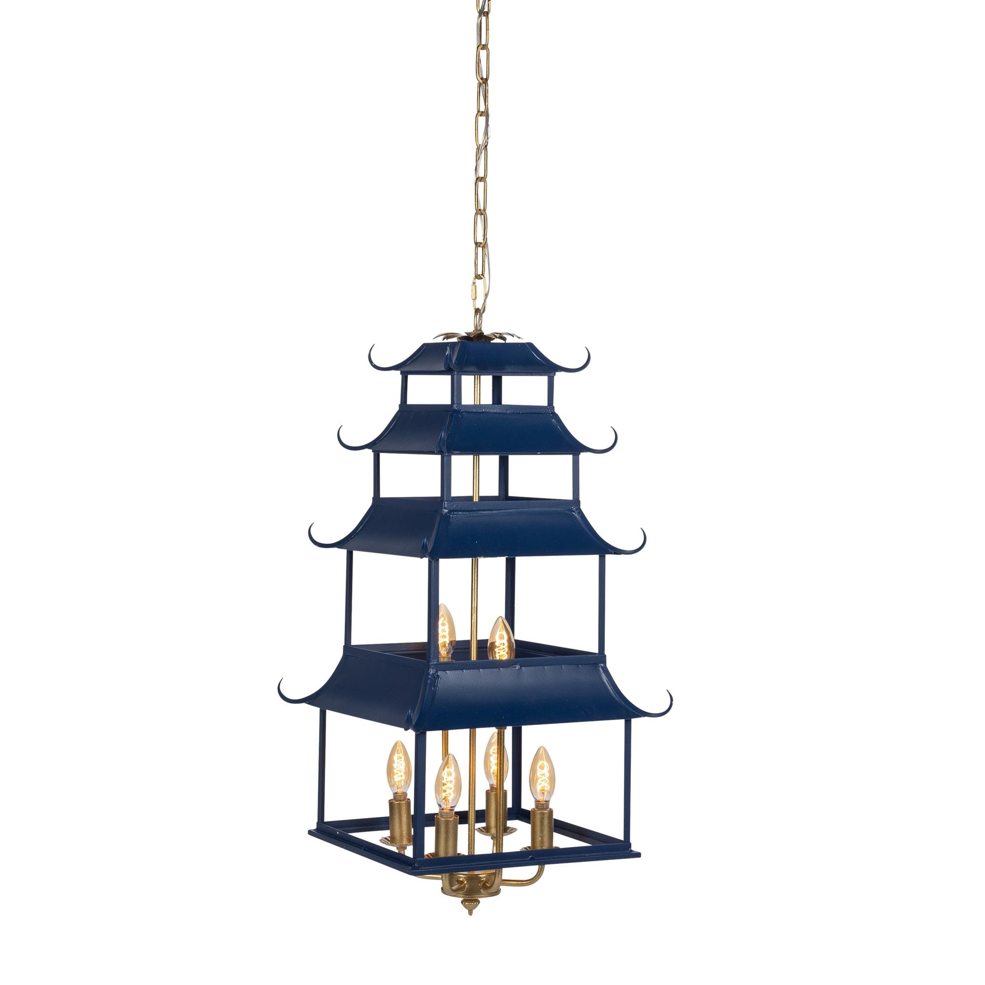 Park Hill Peace Pagoda Chandelier, Navy
