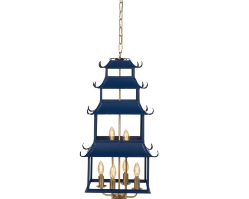 Alternative view of Park Hill Peace Pagoda Chandelier, Navy