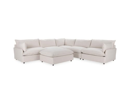 Classic Home Caplan Upholstered 6 Piece Modular Sectional With Ottoman