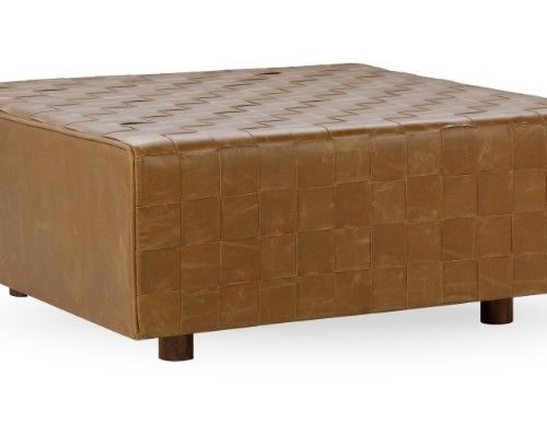 Classic Home Bridgitte Leather Square Ottoman Autum Maple