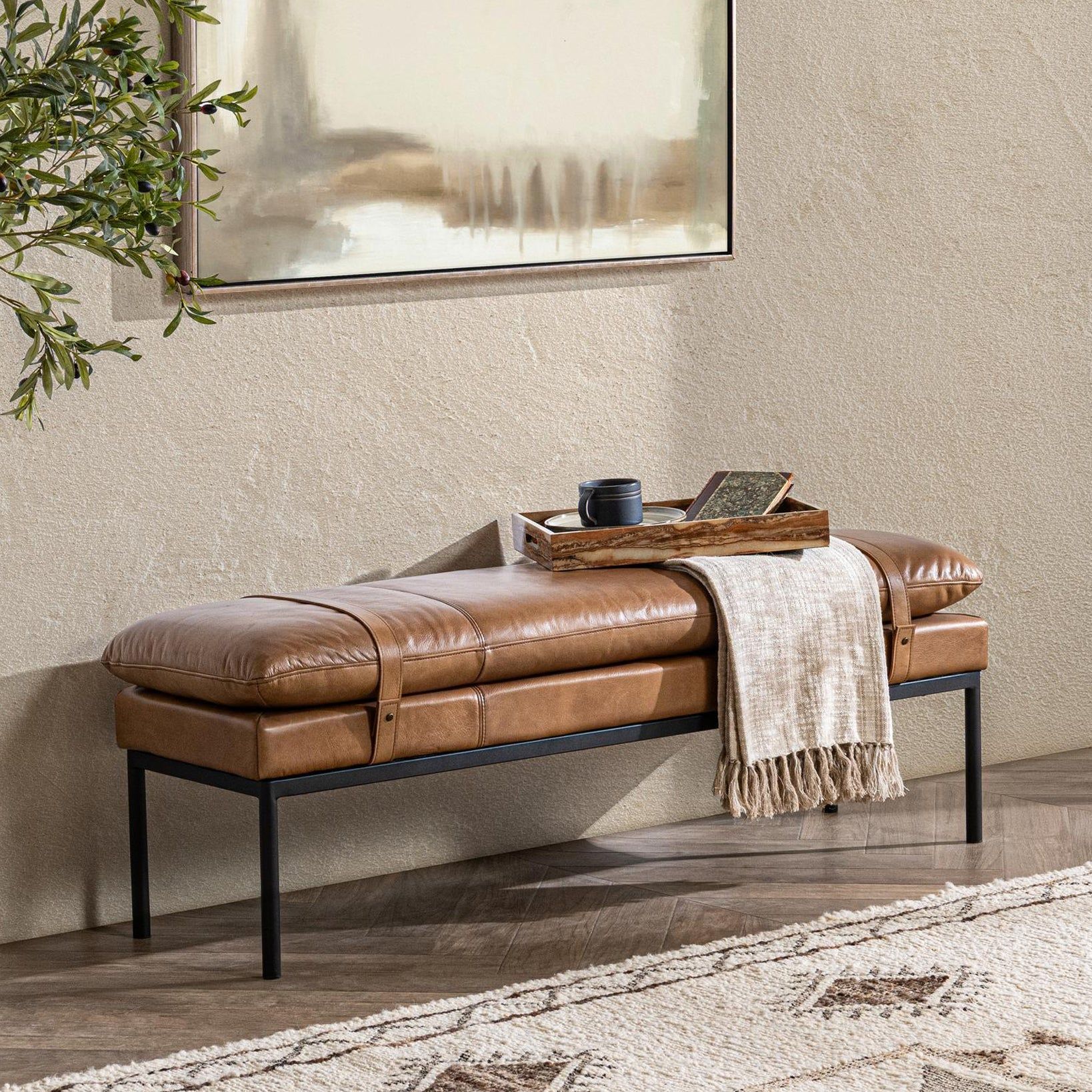 Classic Home Celiah Bench Tan - Image 7