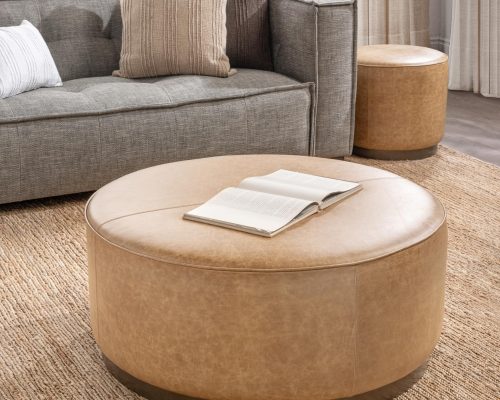 Classic Home Clair 40" Round Ottoman Chestnut