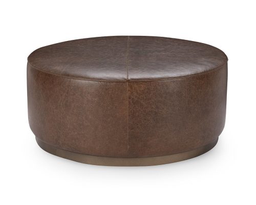 Classic Home Clair Leather Round Coffee Table Cocoa Brown
