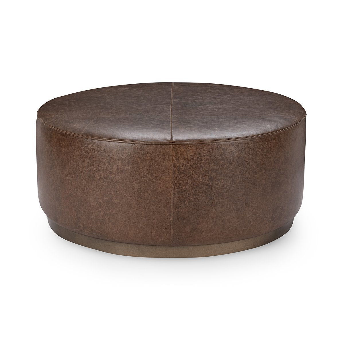 Classic Home Clair Leather Round Coffee Table Cocoa Brown