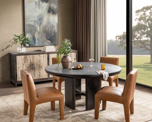 Classic Home Celadon Round Dining Table Truffle Roast