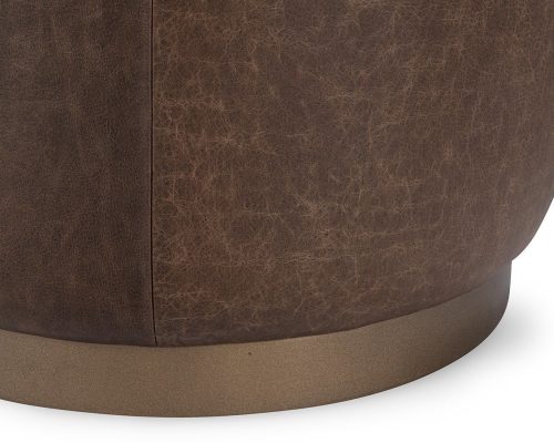 Classic Home Clair Leather Round End Table Cocoa Brown - Image 5