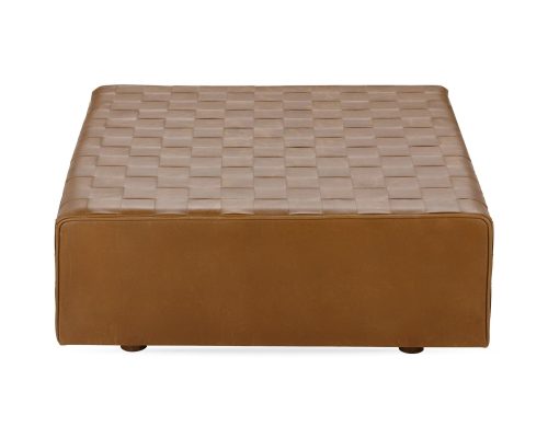 Classic Home Bridgitte Leather Square Ottoman Autum Maple - Image 3
