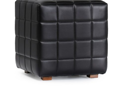 Classic Home Carlo Leather Square Ottoman Midnight Raven - Image 3